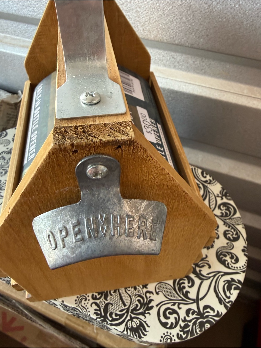 Wooden Caddy with Built-In Opener - Natural Wood - Picture 2 of 7